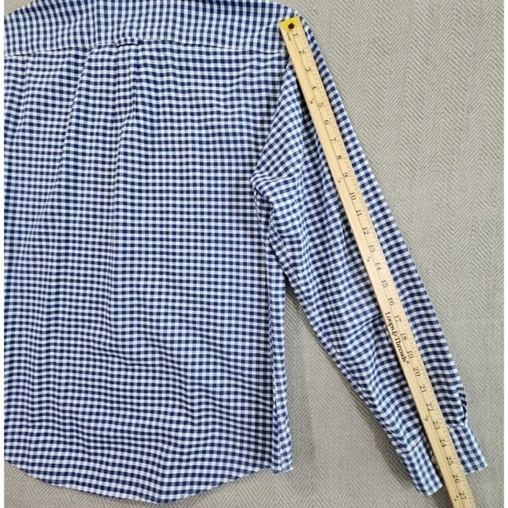 Banana Republic Grant Fit Shirt Men's‎ M Blue Check Stretch Oxford Button Up EUC